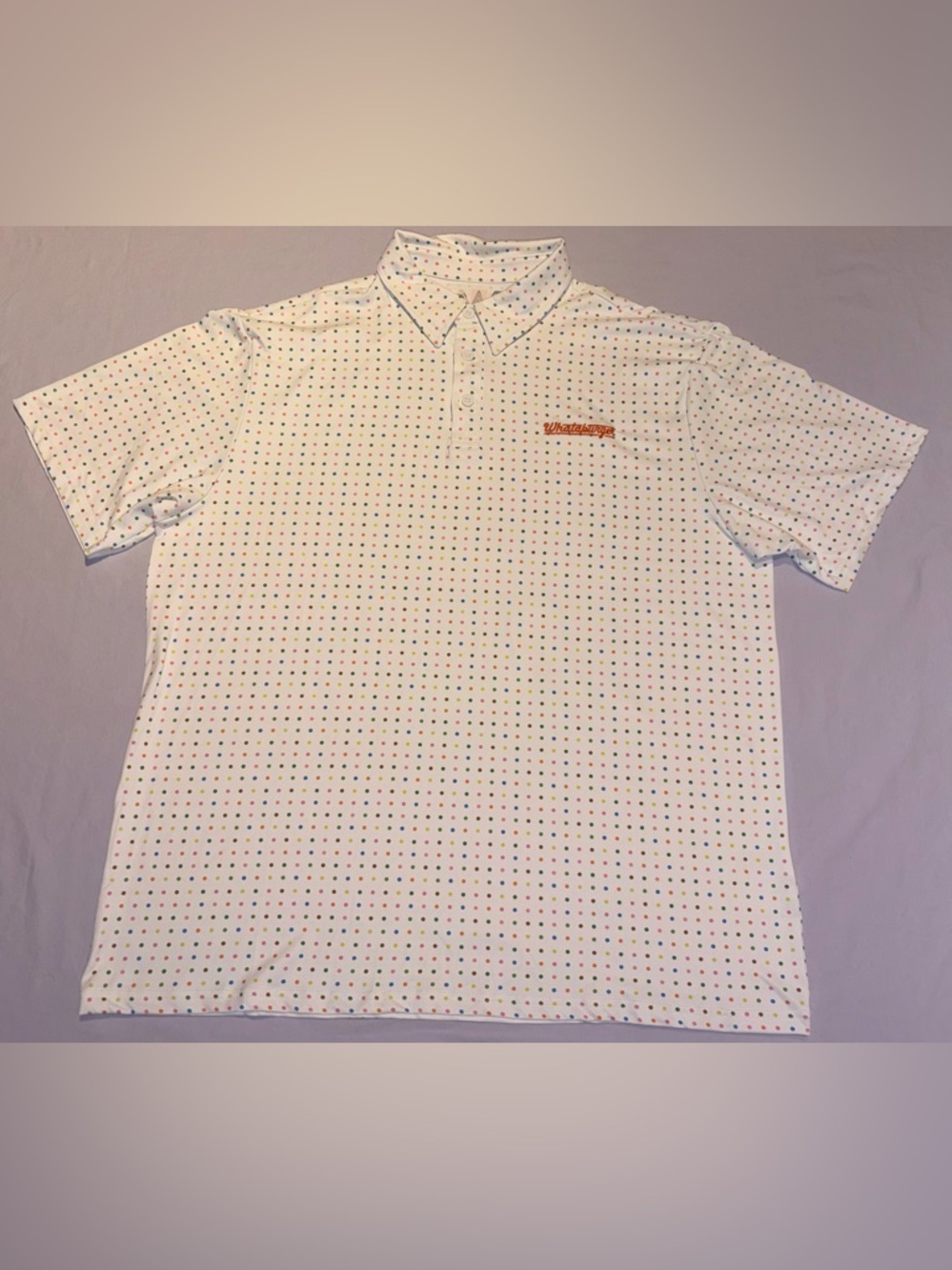 Whataburger Men's Shirt XL Golf Polo Rare Performance Stretch Polka Dots